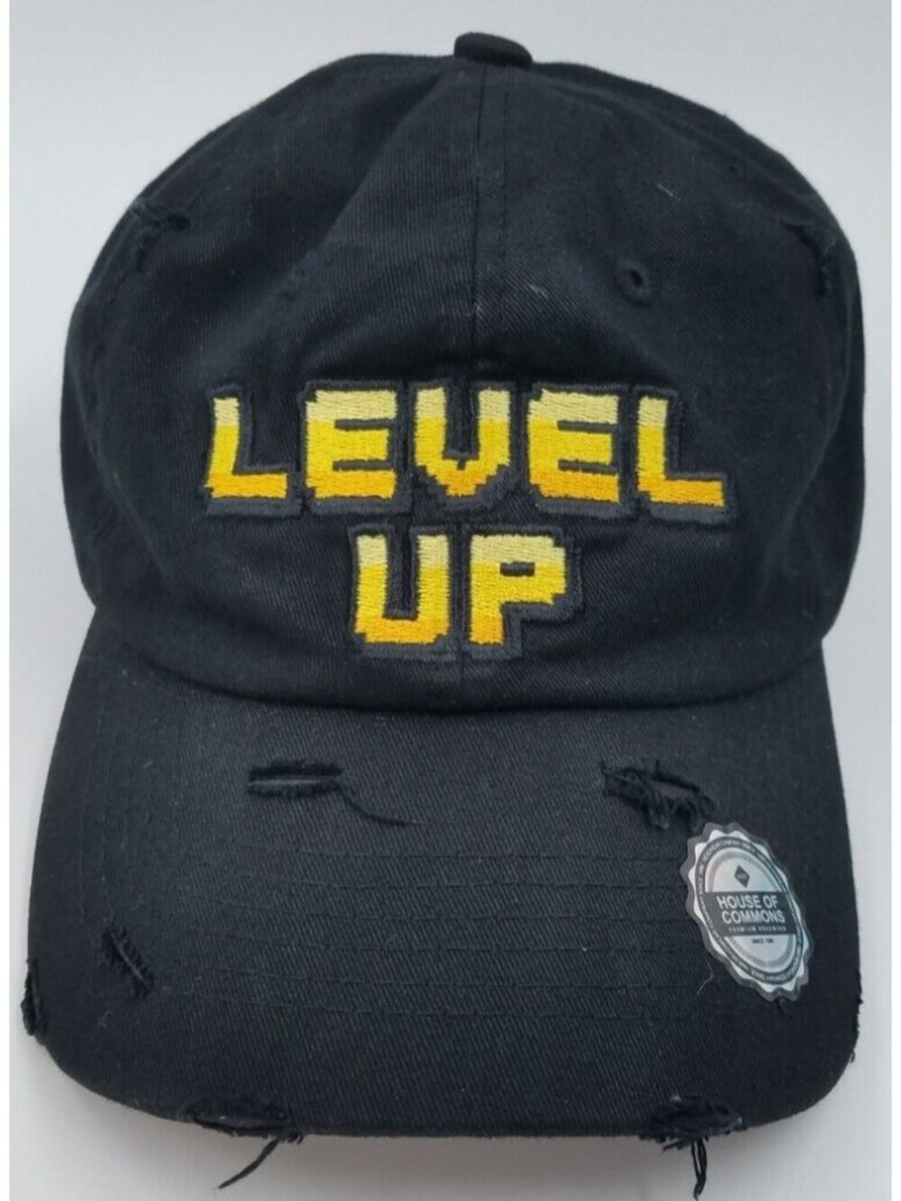 Level Up Distressed Gamers Gaming House of Commons Adjustable Baseball Hat Cap